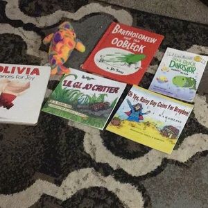 Books and a stuffed animal